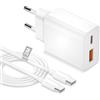 KINPEE Caricatore USB C 20W per iPhone 17Air 16E/16 15 Pro Max/16 15 Plus/iPad Mini, 2 Porto Caricatore iPhone 17 16 15 Caricabatterie Rapido Alimentatore USB C Spinotto Presa Spina con Cavo Type C 2 Metri
