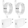 BSTOEM Confezione da 2 caricabatterie USB-C da 20 W con cavo di ricarica rapida USB-C da 2 m + 2 m, per iPhone 17/16/15/Air/e/Pro/Pro Max/Plus, per iPad Pro/Air/mini