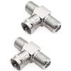 JZK Connettore splitter T a 3 vie tipo F, adattatore splitter per cavo coassiale TV satellitare maschio F a femmina doppio, combinatore antenna TV 75 ohm per decoder via cavo, ricevitore satellitare