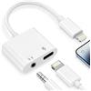 Dalimee Adattatore Lightning a jack da 3,5 mm 2 in 1 per iPhone, certificato MFi, cuffie e ricarica rapida, Lightning a jack compatibile con iPhone 14/13/12/11/X/XS/XR/8