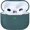 AKABEILA Custodia compatibile con AirPods 3 2021 Case Custodia sottile in silicone per Air Pod 3 Generazione Morbida Leggera, Ricarica Senza Fili LED Visibile Verde
