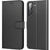 Tenphone Custodia per Samsung Galaxy S22+ 5G, cover per Samsung S22 Plus 5G, in pelle PU, chiusura magnetica, Flip Case compatibile con Galaxy S22+, colore: nero