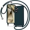 Keteen Cover per Samsung Galaxy S24 Ultra con Collana Custodia con Cordino TPU Corda Case Bumper Regolabile Staccabile Shock Absorption Antiscivolo Protettiva Custodia Galaxy S24 Ultra, verde scuro
