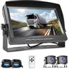 Rimoody Telecamera Posteriore Set, 9 Pollici LCD Monitor con 2 AHD Telecamera Posteriore, IP69 Impermeabile, Visione Notturna con Cavo da 10m+10m, per Auto, Pick-Up, Camion, Piccoli Camper, Camper DC12V-35V