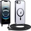 Kokio Cover Magnetica per iPhone 16e Case avec Cordino,Compatibile con MagSafe, Trasparente Morbido Custodia Paraurti Antiurto, Resistente all'us, Antigraffio, Nero