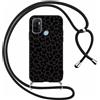 Foonary Cover con Cordino per OPPO A53（4G）/ A32 6,5, Custodia con Laccio Collana Tracolla Aesthetic Disegni Morbido Silicone Necklace Regolabile Protettiva Corda Case per OPPO A53/ A32, Leopardata
