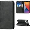 Copmob Cover iPhone 13 Mini,Flip Portafoglio Custodia in Pelle,[3 Slots][Supporto Stand][Chiusura Magnetica],Custodia Cover Libro per iPhone 13 Mini - Nero