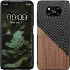 kwmobile Cover Compatibile con Xiaomi Poco X3 NFC/Poco X3 Pro - Custodia in Fibra di Carbonio e Legno - Bumper Anti Urto - Back Protection marrone scuro/nero