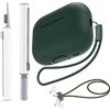 Fhtase Custodia per AirPods Pro 2 2022 con kit di pulizia penna e cinghie anti-smarrimento per AirPods, custodia in silicone morbido AirPod Pro di seconda generazione con cordino (verde oliva)