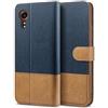 BEZ Cover per Xcover 7, Custodia per Portafoglio Samsung Galaxy Xcover 7 Protettiva in Tela e PU Pelle Portafoglio Flip Cover con Chiusura Magnetica, Blu Navy