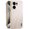 Yarxiawin Custodia per OPPO Reno 13 fs 5g Pelle, Filo Dorato Texture OPPO Reno 13 f 5g Cover Silicone Sottile Leggera Elegante Antiurto Nero Case Anti-Impronta (Oro)