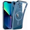 N NEWTOP Cover CV33 TPU Compatibile per iPhone 13, Cornice Colorata e Retro Trasparente Morbida Custodia Protezione Fotocamera in Vetro Temperato Completa per Ricarica Wireless Magnete (Azzurro)