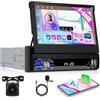 Motorsi Autoradio Android Motorsi 4G+64G A-pple Carpaly 1 DIN con Schermo Retrattile Quad-core Android 15, Bluetooth 5.0, GPS, 32EQ, Android Auto, WiFi, Radio FM/RDS, Telecamera di Retromarcia AHD e Microfono