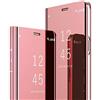 MRSTER Samsung A50 Cover, Mirror Clear View Standing Cover Full Body Protettiva Specchio Flip Custodia per Samsung Galaxy A50 (2019). Flip Mirror: Rose Gold