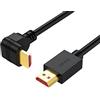 CABLEPELADO Cavo Ethernet Hdmi a gomito | contatti dorati | Audio | Supporto multifunzionale | Alta definizione | Angolo di 270° | Nero | 2 metri