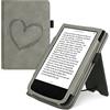 kwmobile Custodia eReader Compatibile con Pocketbook Touch Lux 4/5/Touch HD 3/Color (2020)/ Vivlio Lux 5 Cover - Cover eBook Pelle PU con Stand Cinturino Porta Carte Cuore