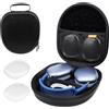 FIWWAT Custodia intelligente per cuffie AirPods Max, custodia da viaggio per cuffie con funzione di accensione/spegnimento automatico, custodia rigida in pelle impermeabile, portatile, nera