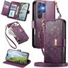 FANFO Portafoglio Custodia per Oukitel C61 / C61 Pro, Scomparto con cerniera Pelle Flip Cover per Telefono, Borse a tracolla Multifunzione Porta Custodia. Purple