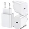 Generico 3 Caricatori USB-C 15W PD 3.0 Ricarica Rapida compatibile con iPhone 16/15/14/13/12,Samsung Galaxy S24/S23/S22/S21,Xiaomi,Huawei,Pixel,Oppo,OnePlus, Realme, iPad, Tablet Presa EU