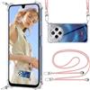 ISOI Cover Trasparente con Cordino compatibile con Xiaomi Redmi 14C, Regolabile e Rimovibile Collana Tracolla Laccio Collo, Custodia per Telefono in Silicone TPU Morbido Antiurto - Rosa