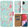 32ndShop 32nd - Custodia a Portafoglio in Pelle PU per Samsung Galaxy A13 4G (2022) & A04S (2022), Case Realizzato in Pelle Sintetica con Diversi Comparti e Chiusura Magnetica - Primavera Blu