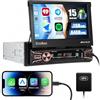 SIXWIN 2GB+64GB Android 1 Din Autoradio con Wireless Carplay e Android Auto,7 Pollici Auto Pieghevole Schermo Stereo con WiFi GPS Bluetooth FM/RDS 2USB Type-C TF Controllo del Volante