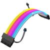 J&D Cavo Alimentatore RGB 24 Pin, Design a Nastro in Fibra Ottica con 24 LED, Cavo di Prolunga RGB Resistente per Connettore ARGB 5V 3 Pin, Cavo Intrecciato in Filo di Alluminio Bianco, 24,5 cm