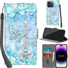 Haninsuze Cover per iPhone 14 Pro Max Custodia Cover Pelle Libro Portafoglio con Porta Carte Magnetica Protezione Antiurto Cuoio Flip Case Custodia Cover per iPhone 14 Pro Max, Torre