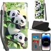 PHINIENLAND Cover per iPhone 14 Pro custodia portafoglio Pandas | 3 scomparti carte, 1 tasca banconote, Chiusura magnetica, Supporto, Pelle PU flip cover per iPhone 14 Pro
