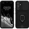 kwmobile Cover Compatibile con Samsung Galaxy A54 5G - Custodia Magnetica con Protezione Fotocamera Scorrevole Anello Porta Carte nero