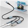 ROCKETEK 3 in 1 USB-C a 3,5 mm, adattatore USB C a OTG con porta di ricarica USB + tipo C da 3,5 mm, splitter di tipo C per iPhone 16/15/iPad/MacBook/Samsung/chiavetta USB/tastiera/mouse