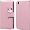 Butnyeoe Cover per iPhone SE 2020/SE 2022,Custodia Portafoglio per iPhone 8/7,Cartone Animato Coniglia PU Pelle Flip Caso con [Kickstand] [Slot per Schede] [Chiusura Magnetica].Rosa