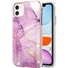Lnxlanxx Cover Compatibile per iPhone 11 (6.1) TPU Silicone Bumper Disegni Motivo Marmo Colorato PC Rigida Case Antiurto Protettiva Resistente Custodia (Viola 1)