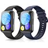 KeeFos [2 Pezzi Cinturino Compatibile con Huawei Watch Fit 2, Uomini Donne Silicone Morbido Regolabile Sportivo Cinturino di Ricambio Compatibile con Huawei Watch Fit 2 - Nero+Blu