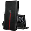 MAMA MOUTH Cover Per Xiaomi 14T Pro, Custodia Flip Pelle Portafoglio, Magnetica Libro Slot Schede Cover, Silicone TPU Bumper Wallet con Supporto Antiurto Case Per Xiaomi 14T Pro Nero Profondo