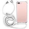 MyGadget Cover per iPhone 7 Plus | 8 Plus - Custodia con Corda Case con Cordino Trasparente Antiurto con Laccio | Tracolla Practical Stylish Bianco