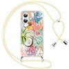 Yoedge Cover con Cordino per iPhone 16, Custodia con Laccio Collana Regolabile Tracolla Aesthetic Estate Disegni, Morbida Silicone TPU Necklace Protettiva Corda Case per iPhone 16 6,1, Cocco