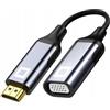 Co2 Adattatore HDMI a VGA D-SUB 2K/60Hz, Full HD 1080p, Plug & Play, placcato oro, cavo unidirezionale, convertitore, compatibile con laptop, monitor, proiettori, alluminio grigio spazio (2K)