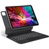 TECURS Custodia con tastiera magnetica per iPad Air 11 pollici (M4/M3/M2, 2026/2025/2024) /5/4/iPad Pro 11 (4/3/2/1 generazione) con trackpad, design sospeso, illuminazione bianca, QWERTZ, nero