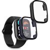 kwmobile 2x Custodia Rigida Smartwatch Compatibile con Xiaomi Redmi Watch 3 Active/Redmi Watch 3 Lite Cover - Case Vetro Temperato Orologio Fitness - nero/blu scuro