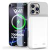 YONHUIZI Custodia per iPhone 16 Pro (6,3), 7000 mAh, ricaricabile, con protezione del carro armato, in vetro, batteria aggiuntiva, per batteria, colore: bianco