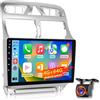 LORPHEIR Autoradio Android per Peugeot 307 2002-2013, stereo touchscreen IPS da 9 pollici 2+64G con CarPlay & Android Auto wireless, GPS WiFi Bluetooth DSP 32EQ Audio + telecamera posteriore AHD