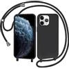 AOMYKE Cover per iPhone 11 Pro con Cordino, Custodia con Laccio Collana Tracolla Collo Liquido Silicone Antiurto TPU Antiurto AntiGraffio Case - Nero
