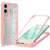 RonRun Cover per Samsung Galaxy S25 Edge, 360 Gradi Antiurto Custodia con Protezione Schermo Integrata Trasparente Rugged TPU Bumper Doppia Protettiva Cover per Samsung Galaxy S25 Edge - Rosa