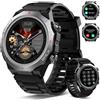 Atheewon Smartwatch Uomo Donna con Effettua o Risposta Chiamate, 1.39 Militare Orologio Smartwatch, Sonno Cardiofrequenzimetro, 110+ Modalità Sportive Fitness Tracker, IP68 Smart Watch per Android iOS, Nero