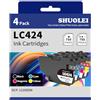 SHUOLEI LC424 Cartucce compatibili con Brother LC424 LC-424 Cartucce d'inchiostro Multipack per DCP-J1200DW (4-Pack, Nero/Ciano/Magenta/Giallo )
