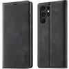 QLTYPRI Custodia a portafoglio per Samsung Galaxy S22 Ultra, in pelle opaca vintage, con slot per carte di credito, supporto magnetico, antiurto, custodia a libro per Samsung S21 Ultra 5G, colore nero