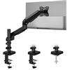 TVON Braccio Monitor Singolo Supporto Schermo 17-32 Molla a Gas Reg Altezza Fino a 9 kg Inclinazione Giro Rotazione Montaggio su Banco Senza Strumenti VESA 75/100 mm