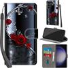 Haninsuze Cover per Samsung Galaxy S24 Ultra, farfalla rosa | Pelle PU Portafoglio, Porta Carte, Magnetica, Libro, Antiurto Custodia