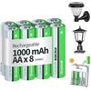 Granicell Batterie AA ricaricabili, 8 pezzi, 1,2 V, NI-MH, 1000 mAh, batterie precaricate doppie, ad alta capacità, ideali per luci solari, catene luminose ed elettrodomestici